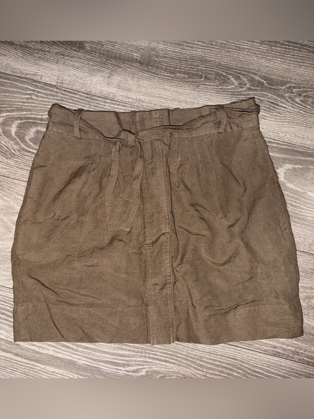 Banana Republic - Brown Tie-Waist Linen Blend Mini Skirt